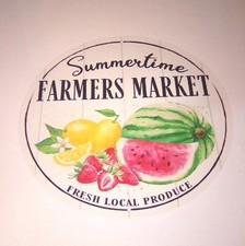 Summertime Farmers Market Fresh Local Produce Metal Sign, 12