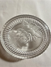 VTG Teleflora covered oval glass dish with etched rose lid picture