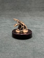 Art Deco Horoscope Cancer Figurine Cast Bronze Statuette Base in Obsidian Stone picture
