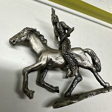 Pewter horse mounted Native American  vintage picture