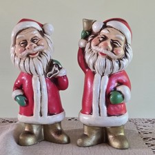 Vtg Pair of Santa Claus Mid Century Christmas Figurines Composition Japan 5