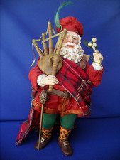Kurt Adler VTG Xmas Fabriche Music box Scottish Santa Blue Bells of Scotland 11