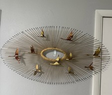 MCM Vintage C. Jere style Sunburst Birds in Flight mixed metal unsigned picture