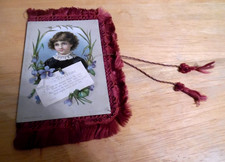 1884 SILK FRINGED DBL SIDED CHROMOLITHOGRAPH VALENTINE S. HILDESHEIMER & CO picture