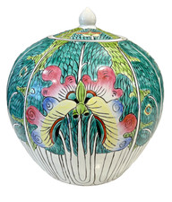 Vintage Chinese Porcelain Bok Choy Melon Ginger Jar 9
