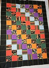 VTG Handmade Patchwork Day Of The Dead/Halloween Quilt Top Cotton 59