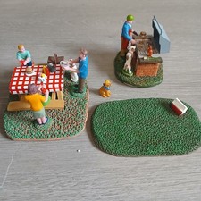 ​Lemax Village Lot Picnic Table Family Figures & Barbecue Grill BBQ Summer A6 picture