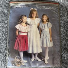 Vintage Dancing Needles Girls Heirloom Dress Pattern Ruffle Collar Girl 2-6 NEW picture