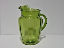 Anchor Hocking Trend Glass Pitcher Pillar Paneled Optic Ice Lip Green picture