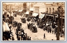 K67/ Hartford Wisconsin RPPC Postcard c1910 Main St Fire Department Parade 322 picture
