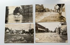 4 VTG RPPC Flood Hayward WI Postcard Cafe Gas Power Record Grocery Store Main St picture