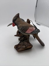 Vintage Carved Handpainted Wooden Bird Sculpture Figure Cardin Audubon Wood Base picture
