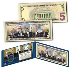 2025 LIVING PRESIDENTS Genuine $5 Bill - Trump / Biden / Obama / Bush / Clinton picture