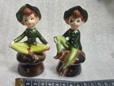 (84)Vintage Japan Pixie Elf Salt & Pepper Shakers Ceramic Pair S P picture