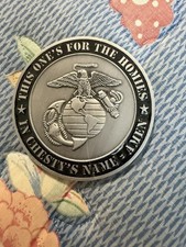 USMC Challenge Coin In Chesty's Name Amen Afghanistan 2010 2011 Marine Corps EGA picture