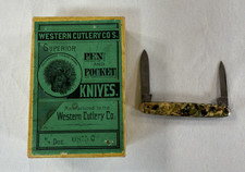 Antique Western Cutlery Co Germany 0875C Pocket Knife Original Dealer Box c1900 picture