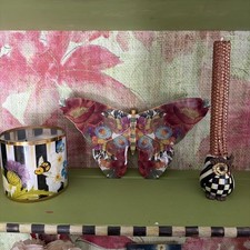 PRIVATE LISTING  Mackenzie Childs Flower FM Lg Butterfly & BG Trio Field Set. Ne picture
