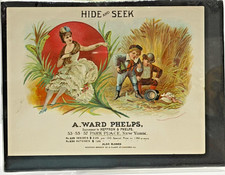 935~Rare 1890s A Ward Phelps Hide & Seek Cigar Label Salesman Sample Chicago NOS picture