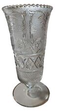 Duncan Miller Sandwich Glass Footed Pedestal Large 9.5 in Urn Vase Granny Core picture