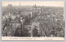 Postcard Paris Rue St Antoine Panorama France Vintage c1910 picture
