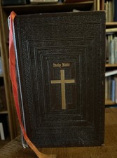 1953 Catholic Family Edition Holy Bible John J. Crawley Illus. Leather VG picture