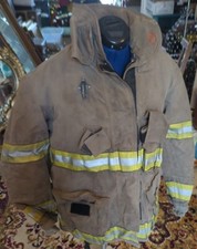 Vintage Retired Firefighter Turnout JACKET FIRE COAT USED Size 44 X 32 picture