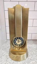 Stnola Lamps & Clock Tower Lamp Gold Brass Tone Lanshire Clock - MCM - Works picture