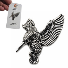 Kingfisher Pin Badge Pewter Hovering River Bird Brooch Lapel 35mm Gift picture