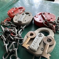 Vintage Industrial Yard Padlock Master Collection - 4 Heavy Duty Locks & 2 Keys picture