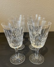 Vtg.Waterford Lismore Water Goblets Crystal Glasses 6.75 Tall Set of 6 picture