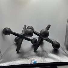 Vintage Mid Century Modern Atomic Jack Bookends Black Sculptures MCM picture