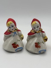 Vintage Little Red Riding Hood Salt & Pepper Shakers Ceramic Figural Set picture