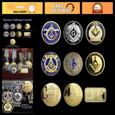9pcs Masonic Challenge Coin Set - Freemason Collectible Coins for Enthusiasts picture