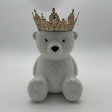 Bath & Body Works Royal Polar Bear Ceramic 3 Wick Candle Holder Pedestal picture
