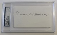 Desmond Doss Signed Index Card - Word War II Medal of Honor - PSA Slabbed picture