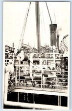 England Postcard British Steamer Deck Passengers c1920’s Antique RPPC Photo picture