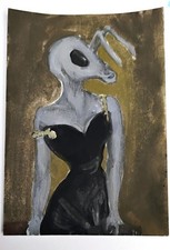 ACEO Original 2.5x3.5 Vintage Madame X Ant Painting Trading Card Collectible picture
