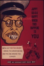 1942 WW2 USA AMERICA ANTI JAPAN TOJO WAR ARMY HAT SOLDIER PROPAGANDA Postcard picture