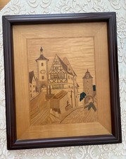 Vintage Adolf Mayer Wood Marquetry Wall Art – Rothenburg Plönlein picture