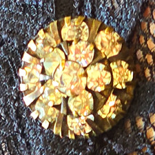 Vintage 1930s Czech Rhinestone; Czechoslovakia, Art Deco Brass Rosette. picture