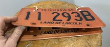 Vintage 1969 Illinois License Plate Set Matching blue On Orange 11 293B picture