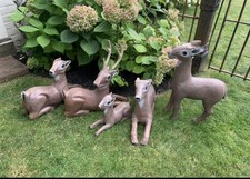 Vtg Set Of 5 Large Paper Mache Reindeer Classic Folk Art Holiday Christmas picture