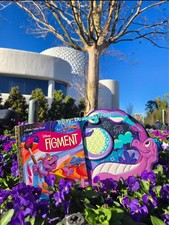 NEW Disney Loungefly Backpack Epcot Festival of the Arts Figment & Golden Book picture