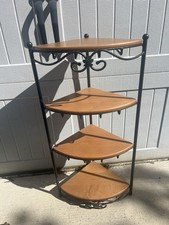 Longaberger Wrought Iron Corner Stand with ALL 4 Longaberger WoodCraft Shelves picture