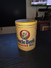Vintage 1985 Uncle Ben's Rice Tin 64oz Container Kitchen Storage picture