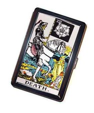 Tarot DEATH Cigarette Case Handmade Vintage Metal Wallet picture