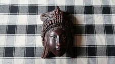 Antique Carved Wood IMMORTAL Face Mask Wall Hanging 6