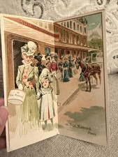 Antique French Au Bon Marche Paris Window Trade Card Mother Child c1900 picture