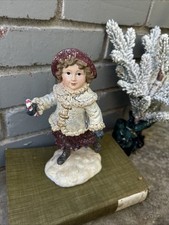 Christmas Figurine Vintage Style Girl With Candy Cane picture