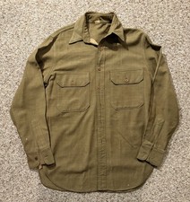 Vtg WWI / WWII Wool Military Button Down Field Shirt. Size M picture